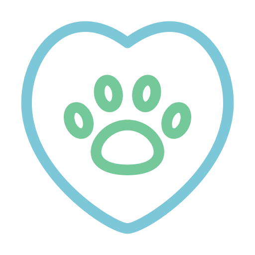 paw print in heart icon